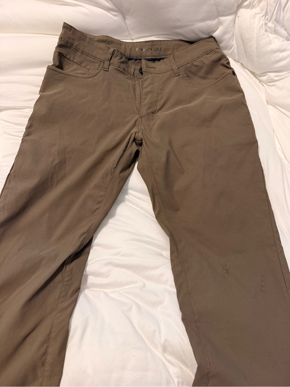 Kenneth Cole Men's Khaki Brown Stretch Chinos 30x30